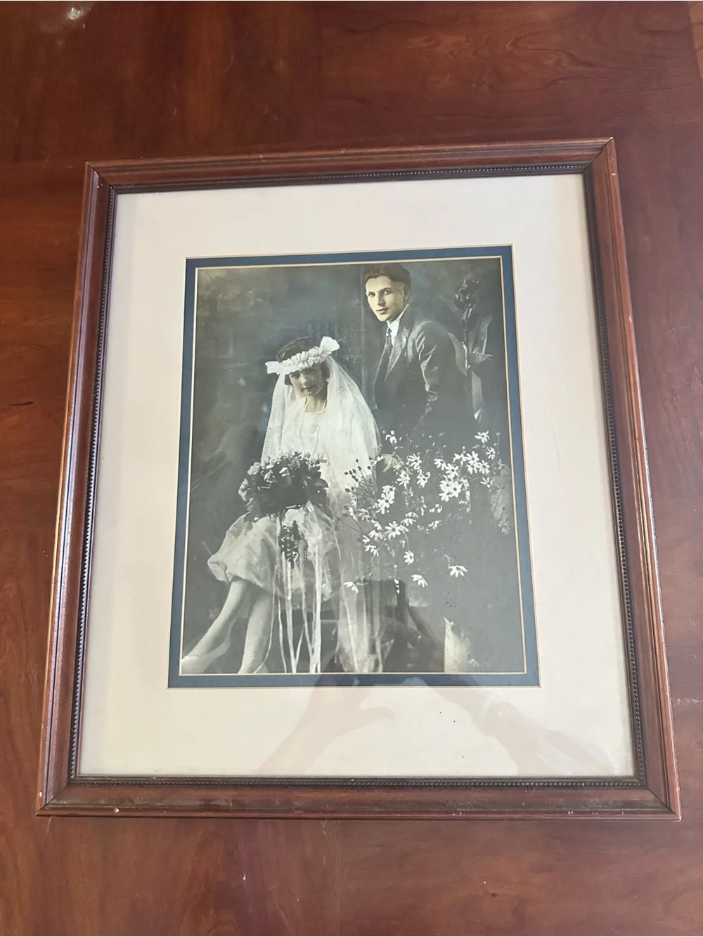 Vintage Style Wedding Portrait Frame in Real Wood Wall Art
